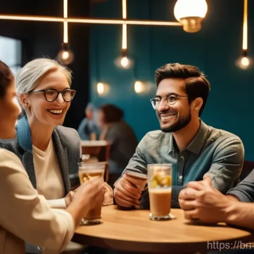 브랜드 커뮤니케이션과 창의적 문제 해결 방법 - **Prompt for Storytelling & Emotional Connection:**
    "A diverse group of adults, representing a b...