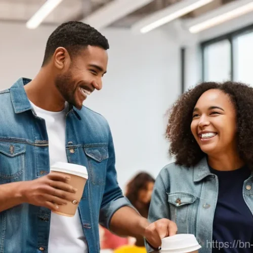 브랜드 커뮤니케이션과 인사이트 도출 - **Prompt 1: Community Connection at a Modern Brand Event**
    "A diverse group of cheerful individu...