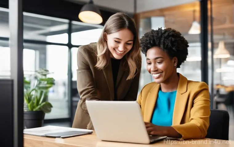 브랜드 커뮤니케이션과 인사이트 도출 - **Prompt 1: Community Connection at a Modern Brand Event**
    "A diverse group of cheerful individu...