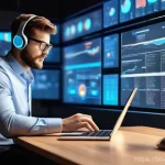 브랜드 커뮤니케이션 경력직 이직 성공기 - Digital Transformation and Continuous Learning**
**Prompt:** A dynamic, brightly lit scene featurin...